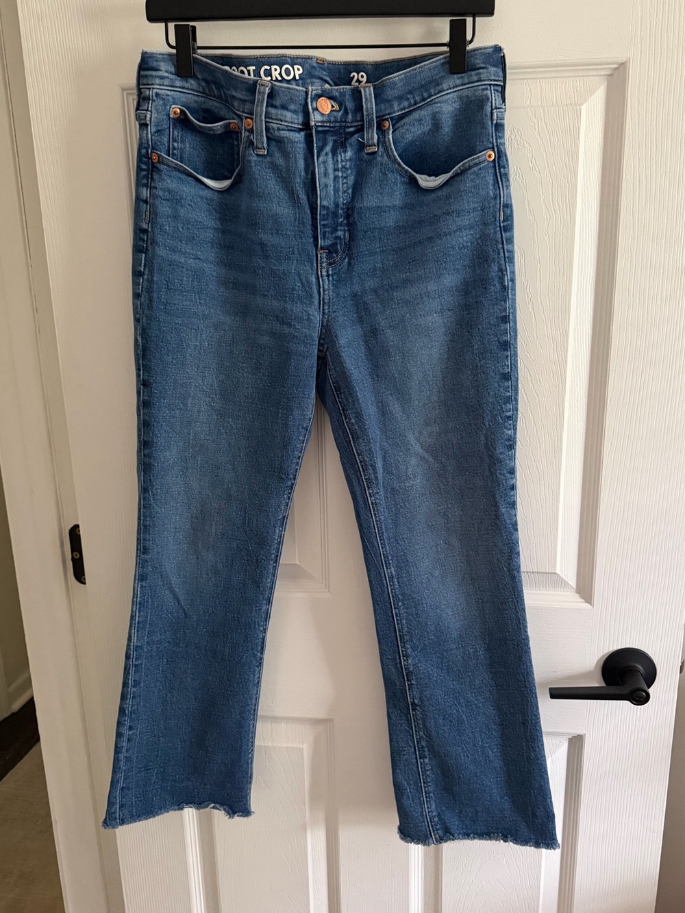 J. Crew Mid-Blue Cropped Raw-Hem Jeans